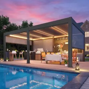 Image 1 of MELLCOM motorized louvered pergola review