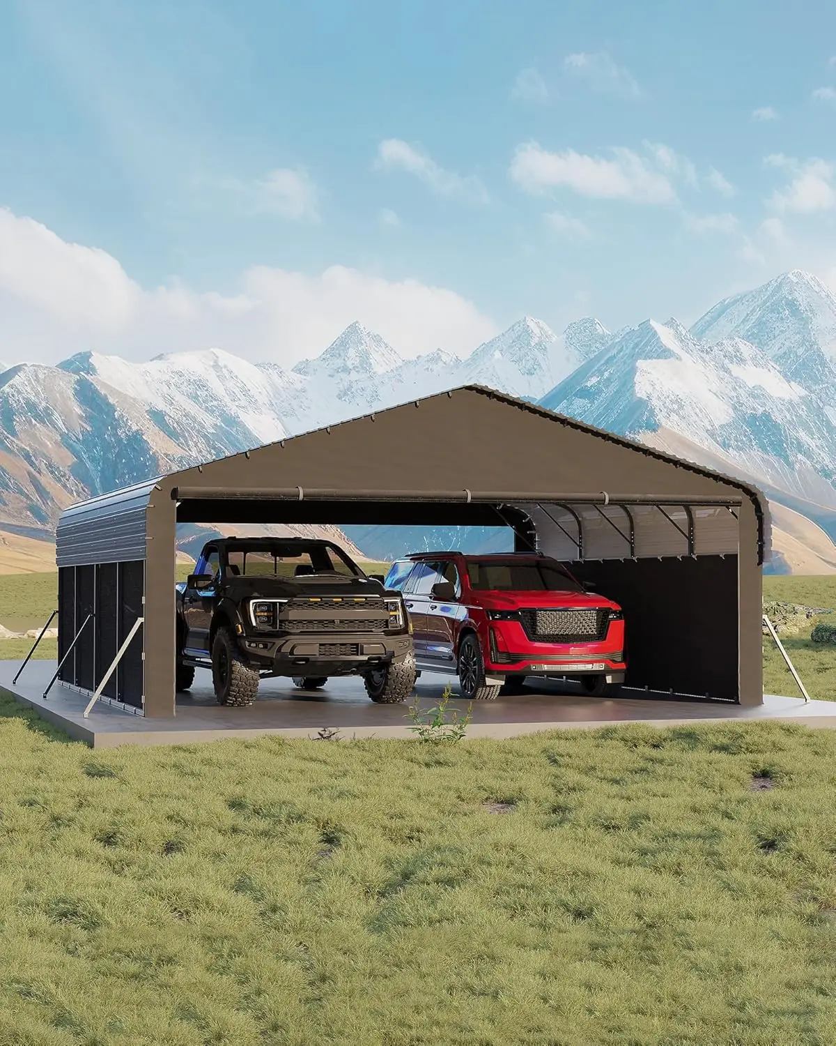 Garvee metal carport review: Honest Pros & Cons Worth Buying? 1 Garvee metal carport review detailed features and technical specifications showing steel frame and tarp cover