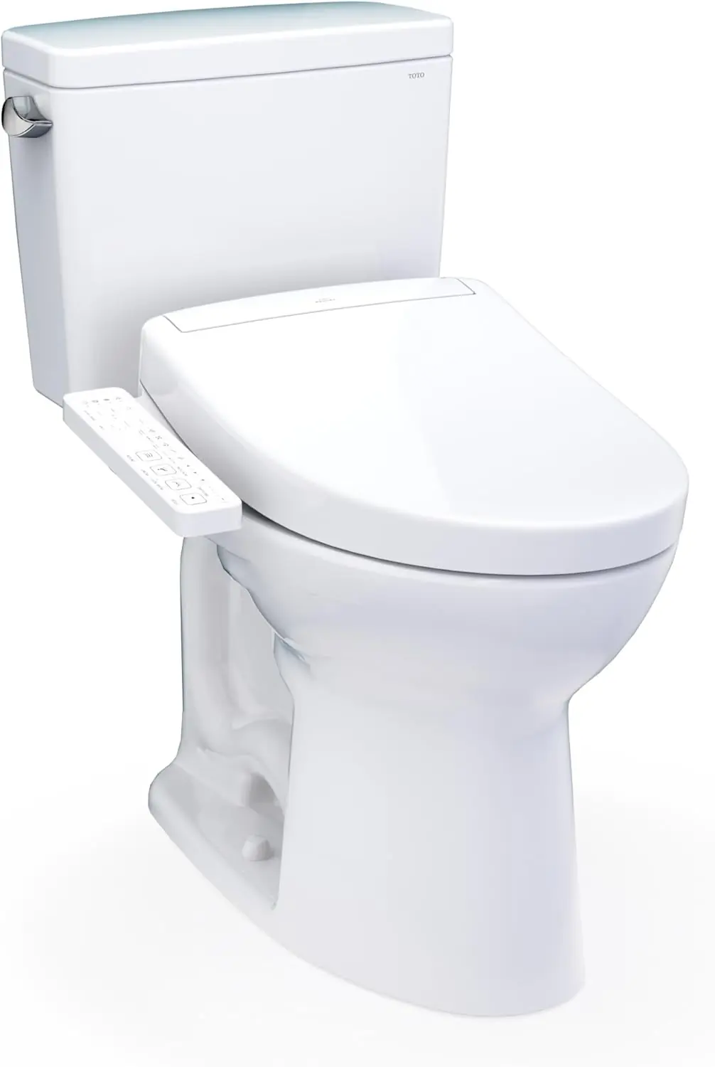 TOTO Drake WASHLET+ unboxing showing ceramic bowl, tank, S2 bidet seat, and mounting hardware in cotton white