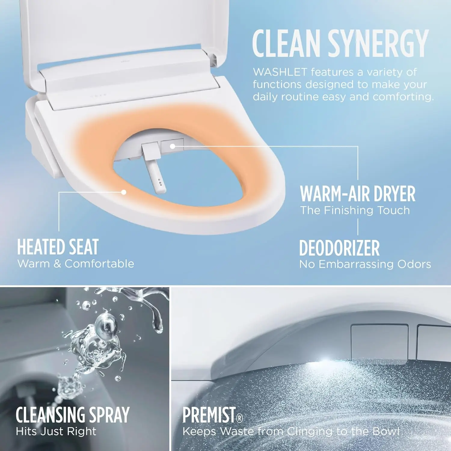 TOTO Drake WASHLET+ installed in master bathroom, showing integrated bidet seat and TORNADO FLUSH bowl